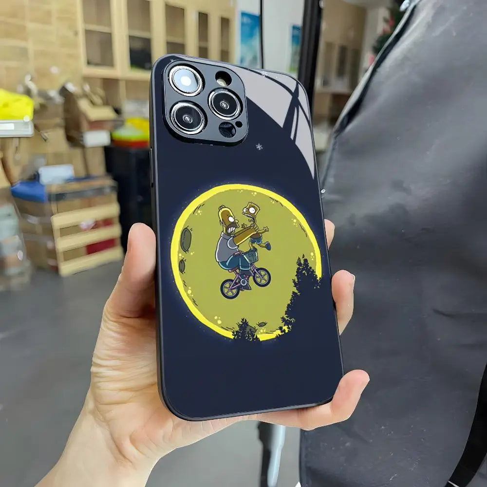 Funny Homer Simpson Phone Case for Iphone 16 15 13 12 14 11 Pro Max Mini X Xr Xs 8 7 Puls glass Cover