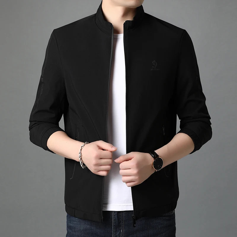 Top Quality New Brand Casual Fashion Stand Collar Streetwear Mens Coats And Jackets Zipper Windbreaker Simple Mens Clothes 2025