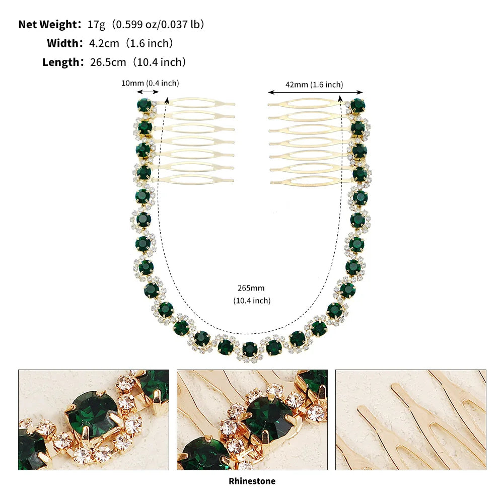 Efily Vitnage Green Crystal Wedding Hair Accessories Bridal Pearl Hair Comb Rhinestone Headpiece Jewelry  Valentine's Day gift
