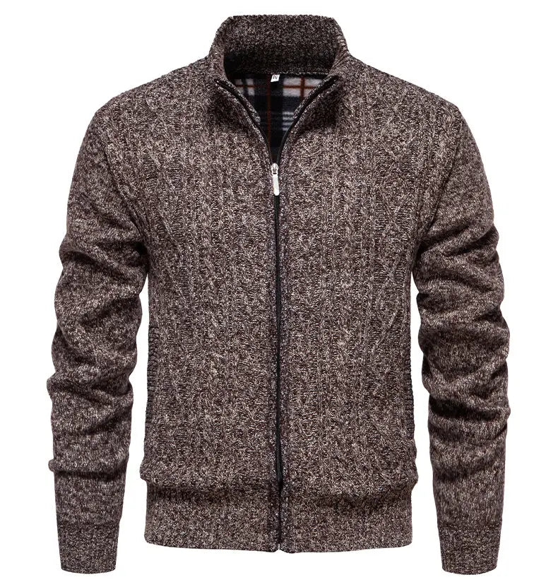 Men Cardigan Sweaters 2024 Autumn Winter New Warm Cashmere Wool Zipper Stand-up Collar Casual Knitwear SweaterCoat Mens Clothes