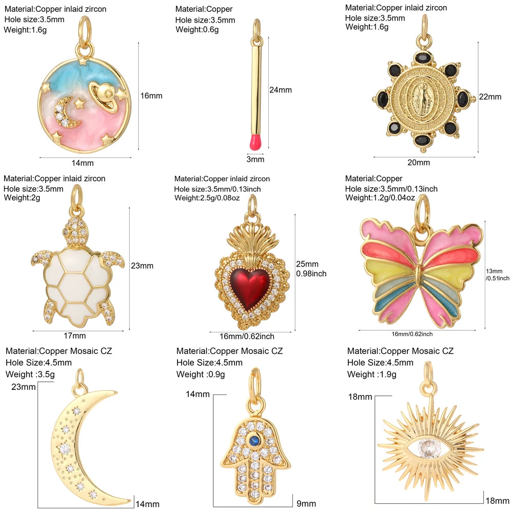 Cute Heart Evil Blue Eye Charms for Jewelry Making Gold Color Moon Star Dijes Diy Necklace Earrings Bracelet Pendant accessories