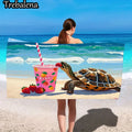 30*60inch Ultra-Soft Beach Towel with Tropical Turtle Beach Towel with Fruit Drink Design