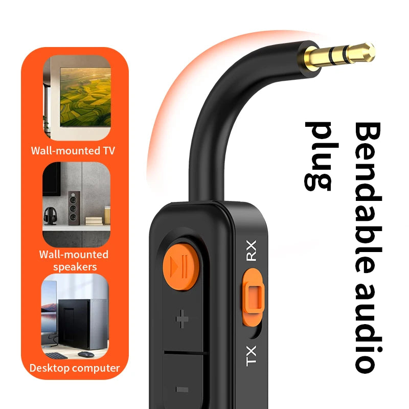 Bluetooth 5.4 Audio Receiver Transmitter 3.5MM AUX HIFI Stereo Music Wireless Adapter With Mic For Car speaker TV PC Headphones