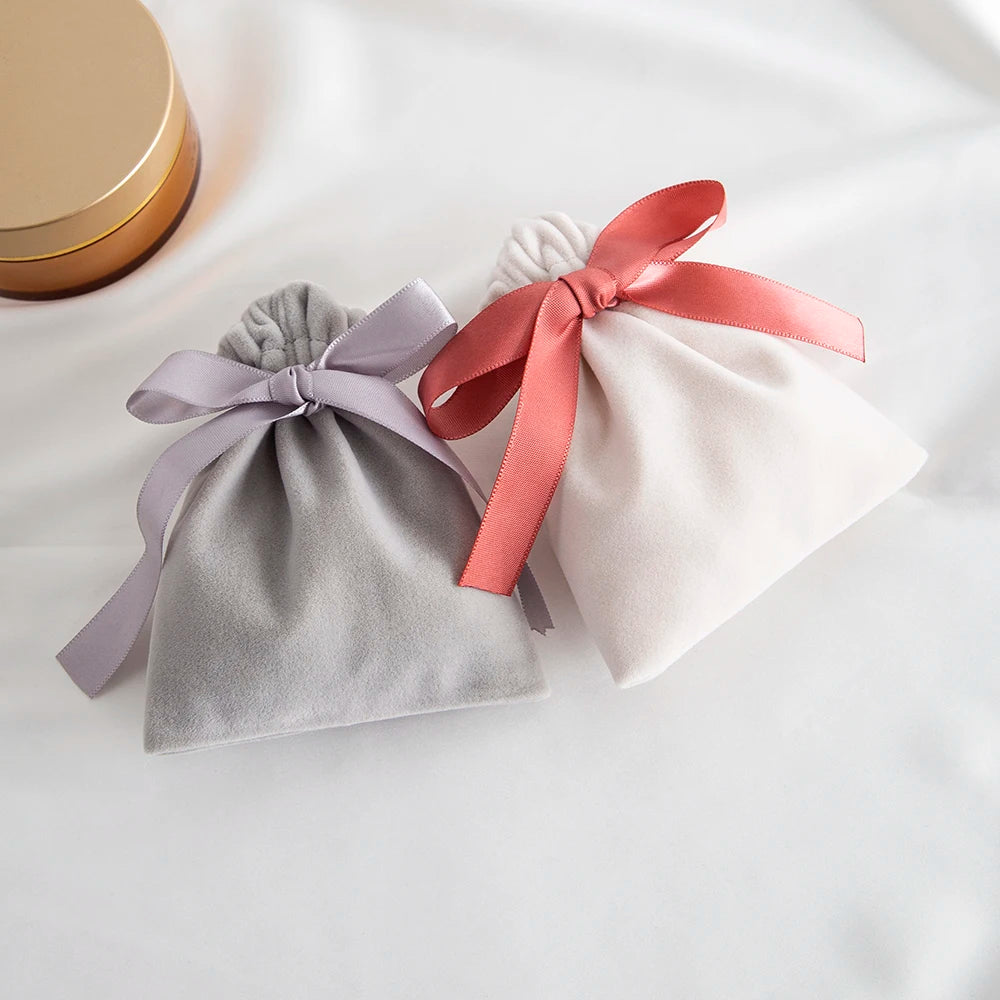 10Pcs Ribbon Velvet Gift Bag Wedding Favors Jewelry Pouches Earrings Ring Stud Nail Headset Phone Case Headset Pocket Organizer