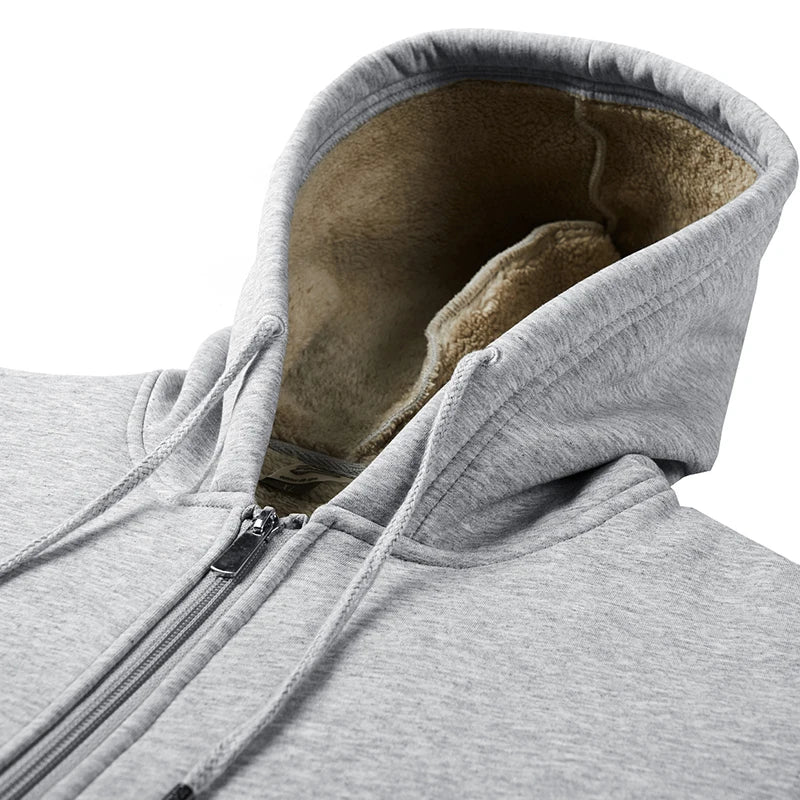 Big Size Mens Clothes Winter Thick Warm Hoodie Men Fleece Brushed Hooded Zip-up Sweatshirt 7XL 8XL Large Size Thermal Hoody Male