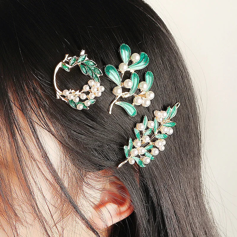 Efily Vitnage Green Crystal Wedding Hair Accessories Bridal Pearl Hair Comb Rhinestone Headpiece Jewelry  Valentine's Day gift