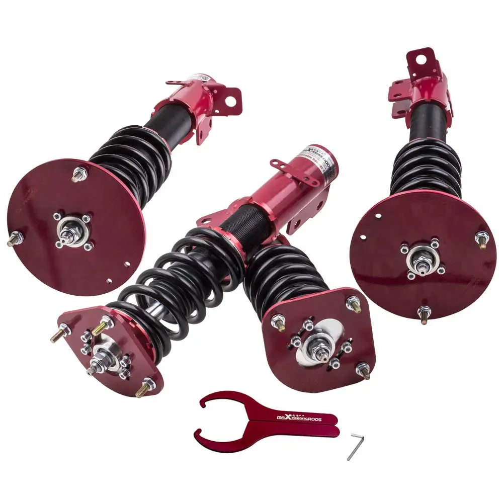 4pcs Coilover Shocks Kits for Dodge Neon 2000-2005 & SRT-4 2003-2005 24 Ways Adj. Damper Red Suspension