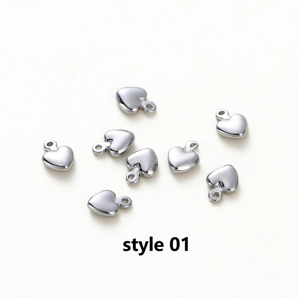 20Pcs 14K/18K Gold Plated Heart Shape Brass Pendants With Hole Extended Chain Charms For DIY Necklace Jewelry Making Accessories