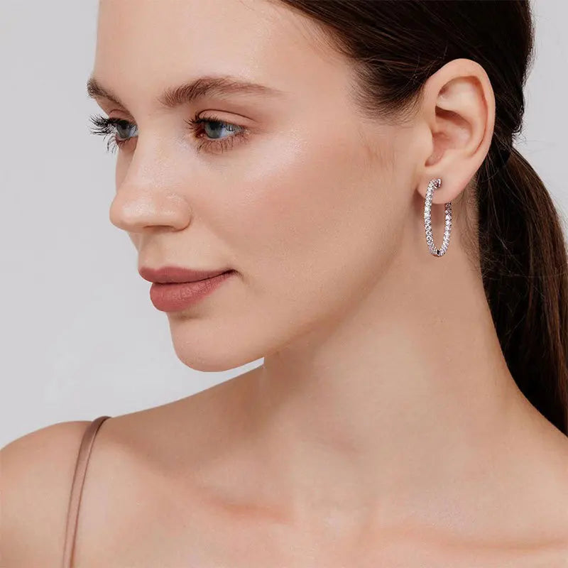 TBCYD 1.8MM D Color VVS1 Moissanite Hoop Earrings For Women GRA Certified S925 Silver Ear Studs Wedding Party Fine Jewelry Gifts