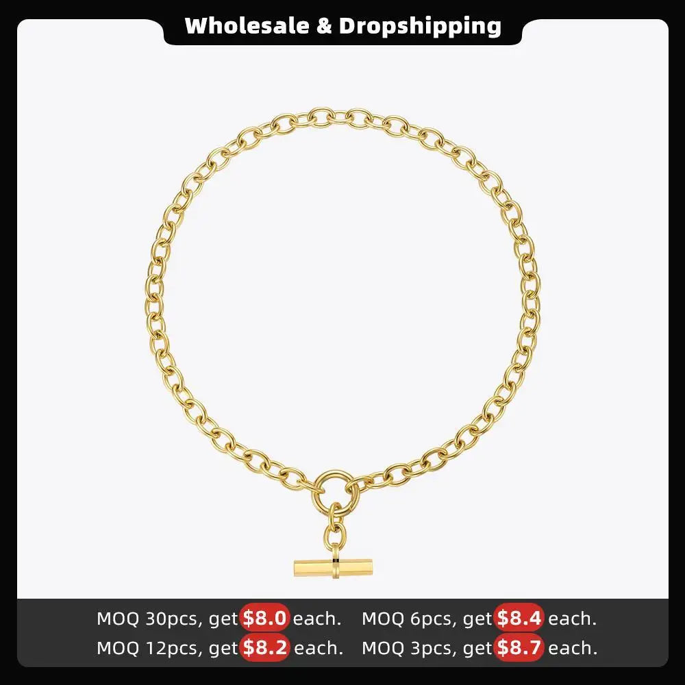 ENFASHION Hanging Bar Pendant Necklace For Women Gold Color Necklaces Fashion Jewelry Stainless Steel Bijoux Femme Party P213232