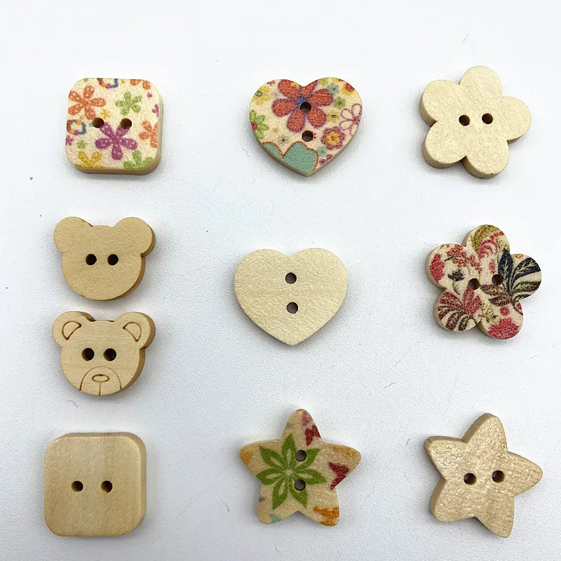 30pcs Cartoon Square Button DIY Handmade Scrapbook Wedding Decoration Sewing Accessories