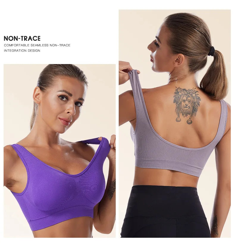 S-7XL Plus Size Thin Non-underwire Bra Zero Bondage Women's UnderwearSports Yoga Wireless Vest Seamless adjustable Brassiere