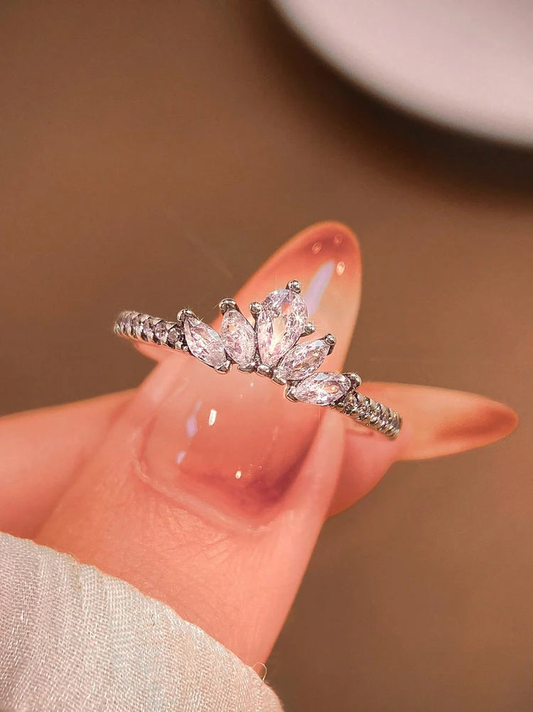 925 Sterling Silver Brilliant Luxury Zircon Exquisite Crown Ring For Women Engagement Wedding Luxury High Quality Fine Jewelry