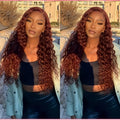 Reddish Brown Lace Front Wig 200Density Deep Wave13x4 Lace Human Hair Wig Pre Plucked Water Wave 13x4 Lace Wig  for Women