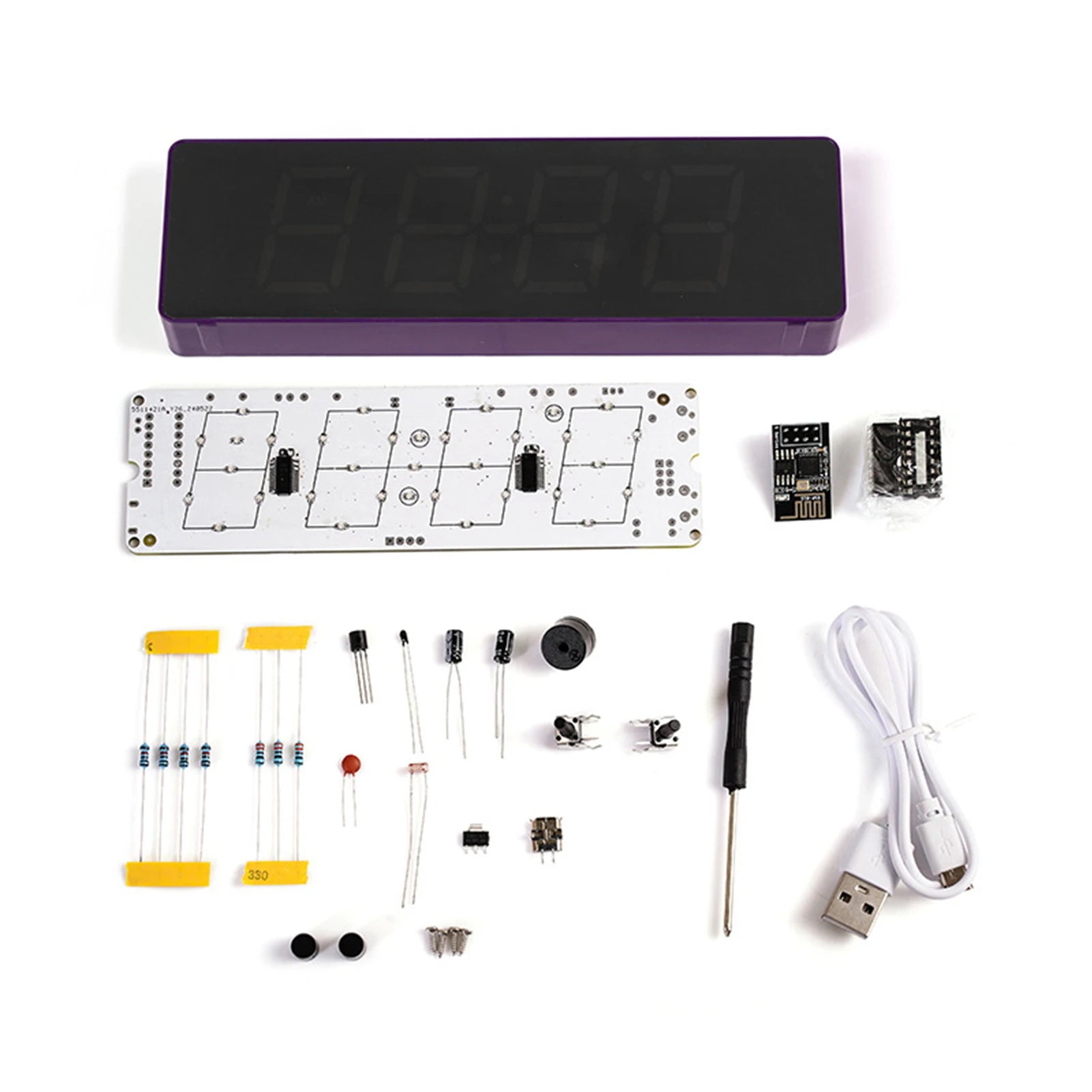 ESP8266 IoT Colorful WiFi Clock Kit Intelligent Electronic Clock DIY Welding Practice Parts Set Automatic Time Synchronization