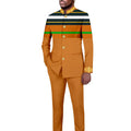 Tailored Men's Suit Solid Color Single Breasted Stand Collar Long Blazer African Style 2 Piece Jacket Trousers  Mens Clothes Men
