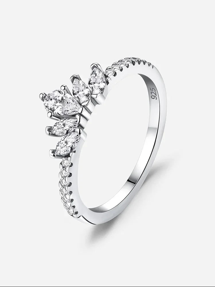 925 Sterling Silver Brilliant Luxury Zircon Exquisite Crown Ring For Women Engagement Wedding Luxury High Quality Fine Jewelry