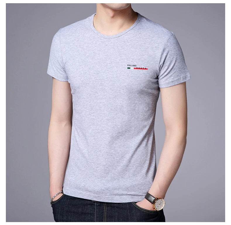 2025 New Summer Brand Tops Round Neck t Shirt For Men 95% Cotton 5% Spandex Plain Bulk Short Sleeve Casual Fashion Mens Clothes