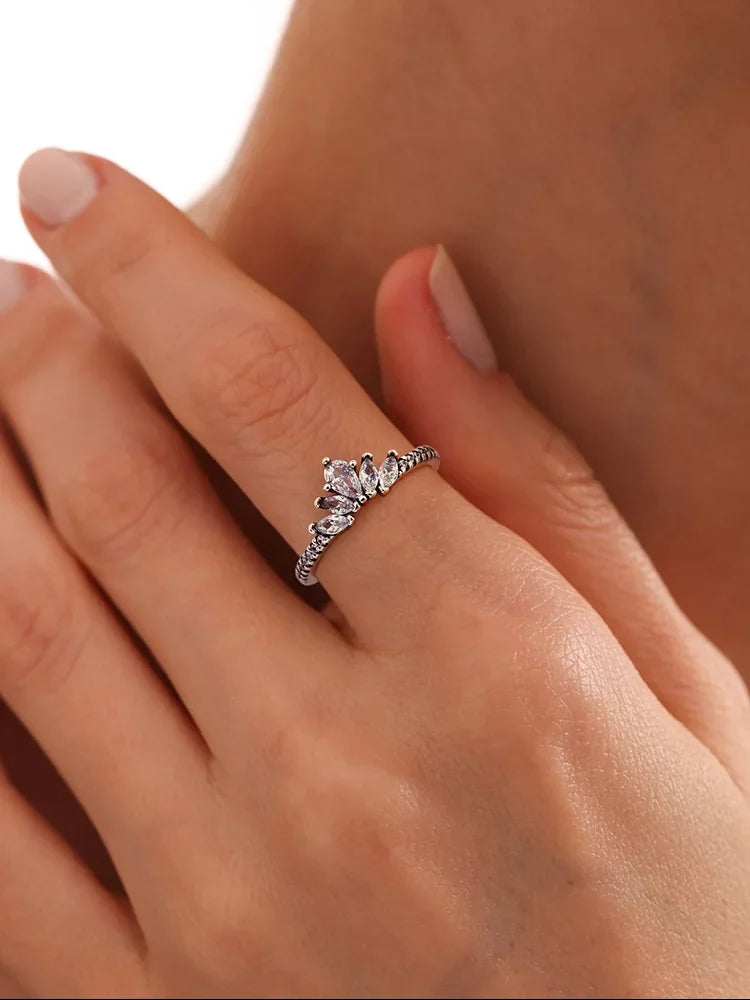 925 Sterling Silver Brilliant Luxury Zircon Exquisite Crown Ring For Women Engagement Wedding Luxury High Quality Fine Jewelry