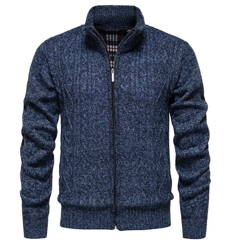 Men Cardigan Sweaters 2024 Autumn Winter New Warm Cashmere Wool Zipper Stand-up Collar Casual Knitwear SweaterCoat Mens Clothes