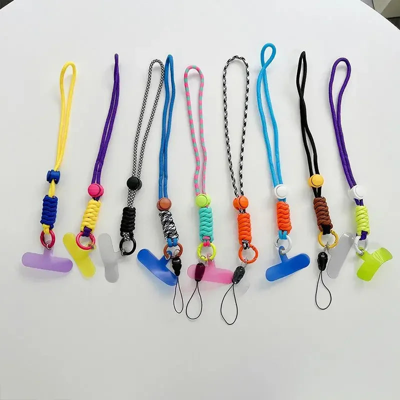 Universal Braided Mobile Phone Lanyard Strap Hanging Chain Ring Cord with Patch Wrist Strap for Cell Phone Case Rope Keychain