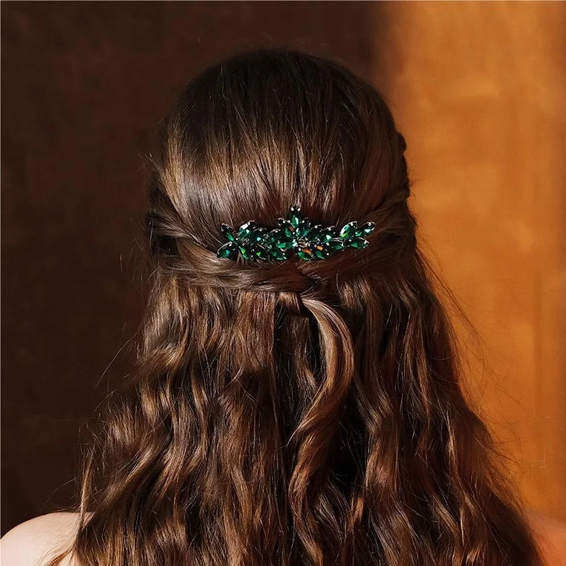 Efily Vitnage Green Crystal Wedding Hair Accessories Bridal Pearl Hair Comb Rhinestone Headpiece Jewelry  Valentine's Day gift