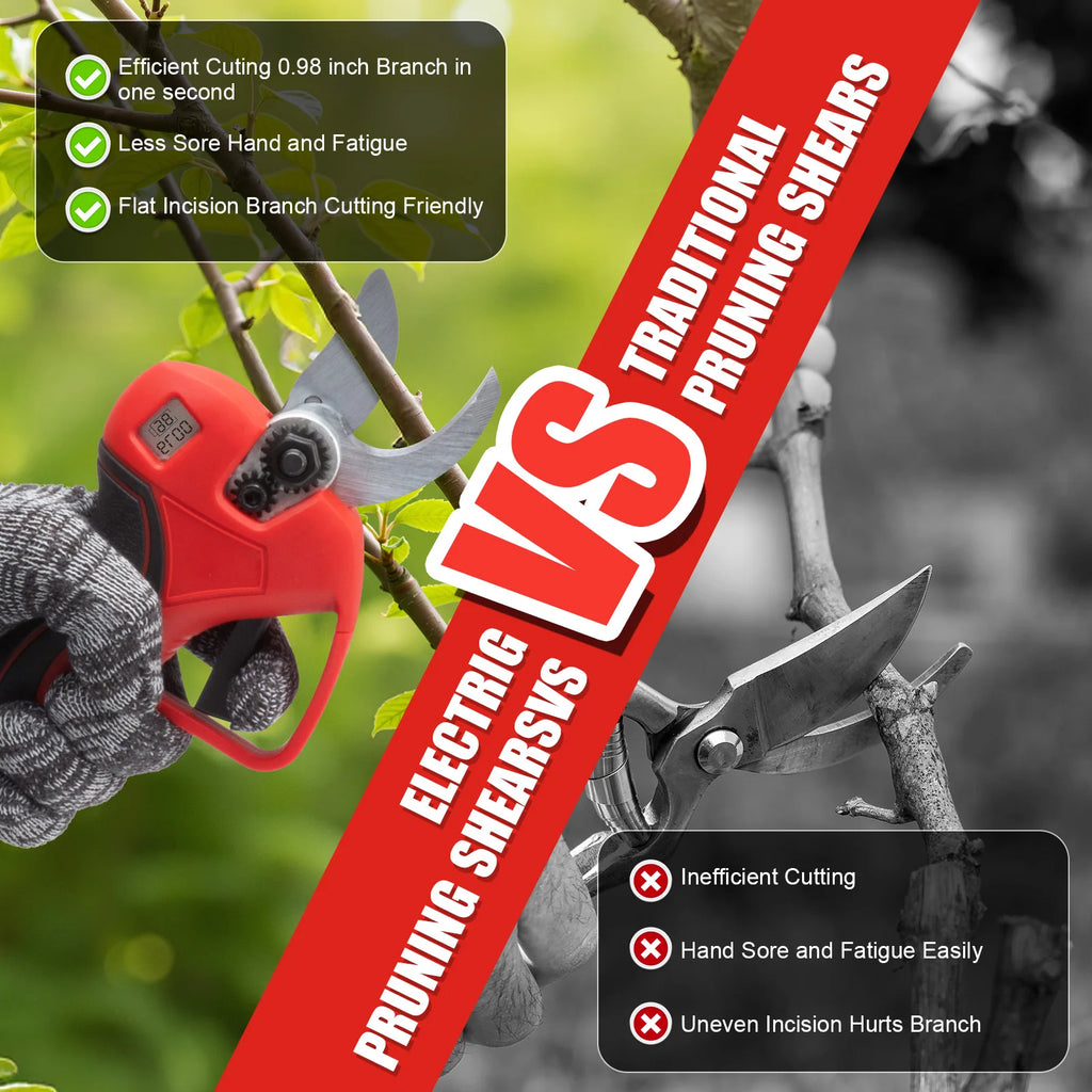 Electric Pruning Shears 46mm Cutting Diameter Cordless Power Pruner for Garden Tree Pruner Branch,Garden Scissors w/ LCD Display