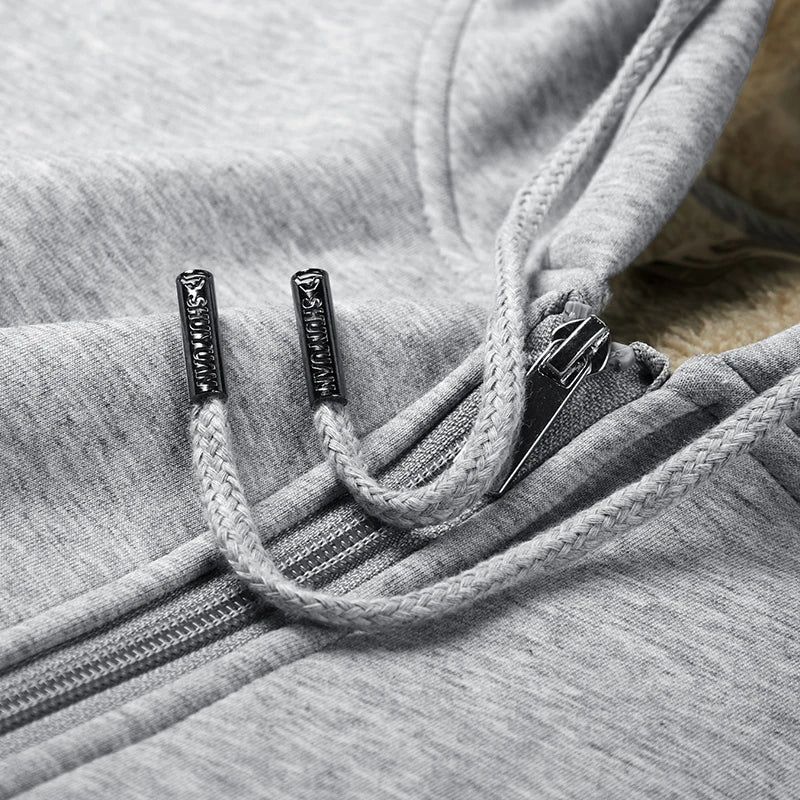 Big Size Mens Clothes Winter Thick Warm Hoodie Men Fleece Brushed Hooded Zip-up Sweatshirt 7XL 8XL Large Size Thermal Hoody Male