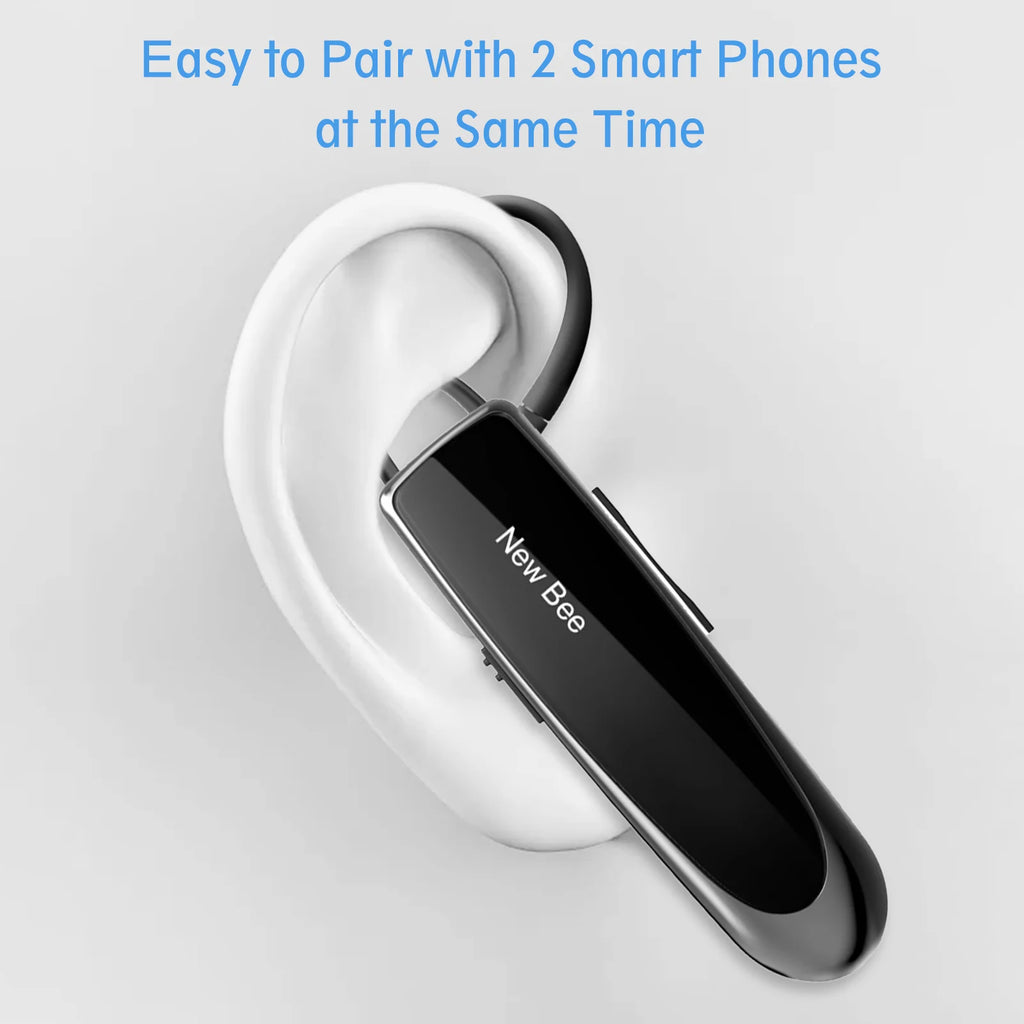 NEWBEE Single Wireless Bluetooth Headset Earphone Noise Cancelling Mic Sports Headphone Hands-Free Earbuds 24 Hrs Driving Office