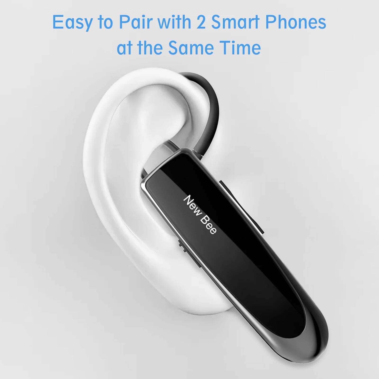 NEWBEE Single Wireless Bluetooth Headset Earphone Noise Cancelling Mic Sports Headphone Hands-Free Earbuds 24 Hrs Driving Office