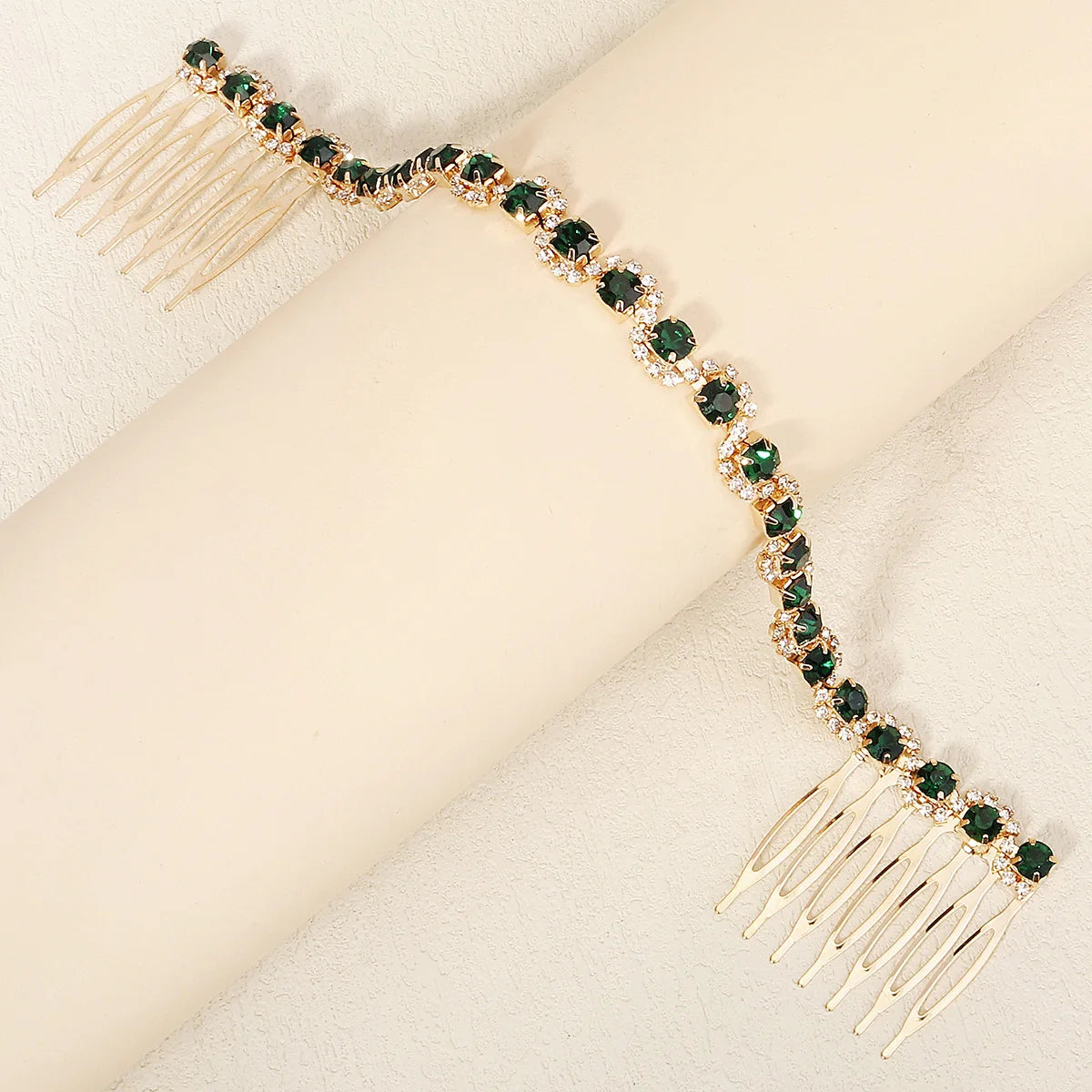 Efily Vitnage Green Crystal Wedding Hair Accessories Bridal Pearl Hair Comb Rhinestone Headpiece Jewelry  Valentine's Day gift