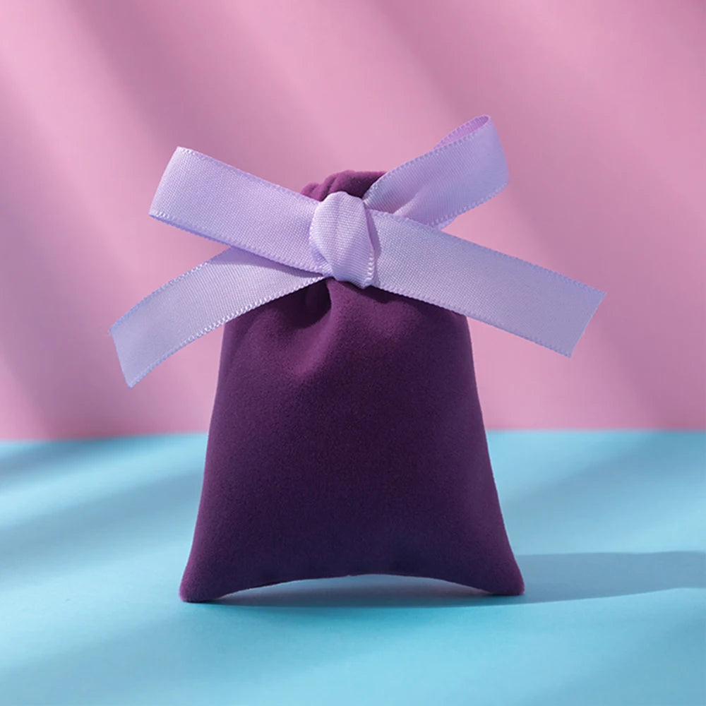 10Pcs Ribbon Velvet Gift Bag Wedding Favors Jewelry Pouches Earrings Ring Stud Nail Headset Phone Case Headset Pocket Organizer