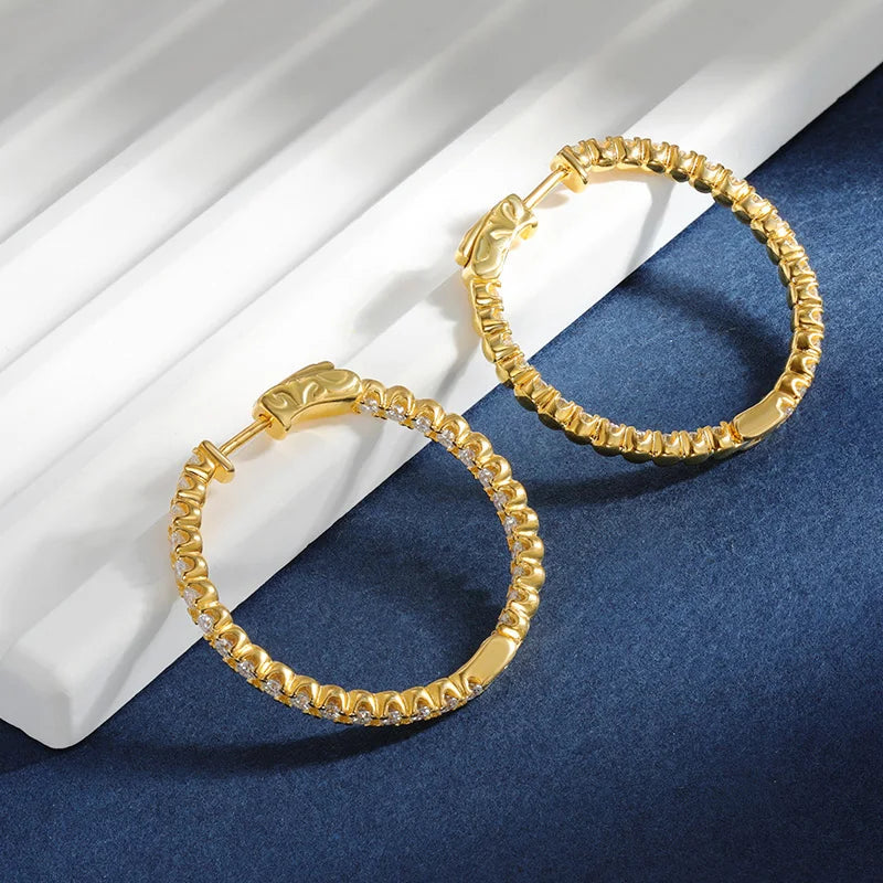 TBCYD 1.8MM D Color VVS1 Moissanite Hoop Earrings For Women GRA Certified S925 Silver Ear Studs Wedding Party Fine Jewelry Gifts