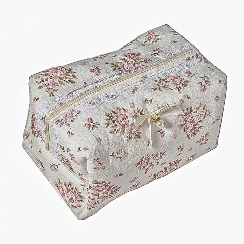 1Pcs Large Capacity Makeup Organizer Women Lace Bow Cosmetic Bag Travel Toiletry Bag Storage Bag Zipper Ruffles Pencil Case