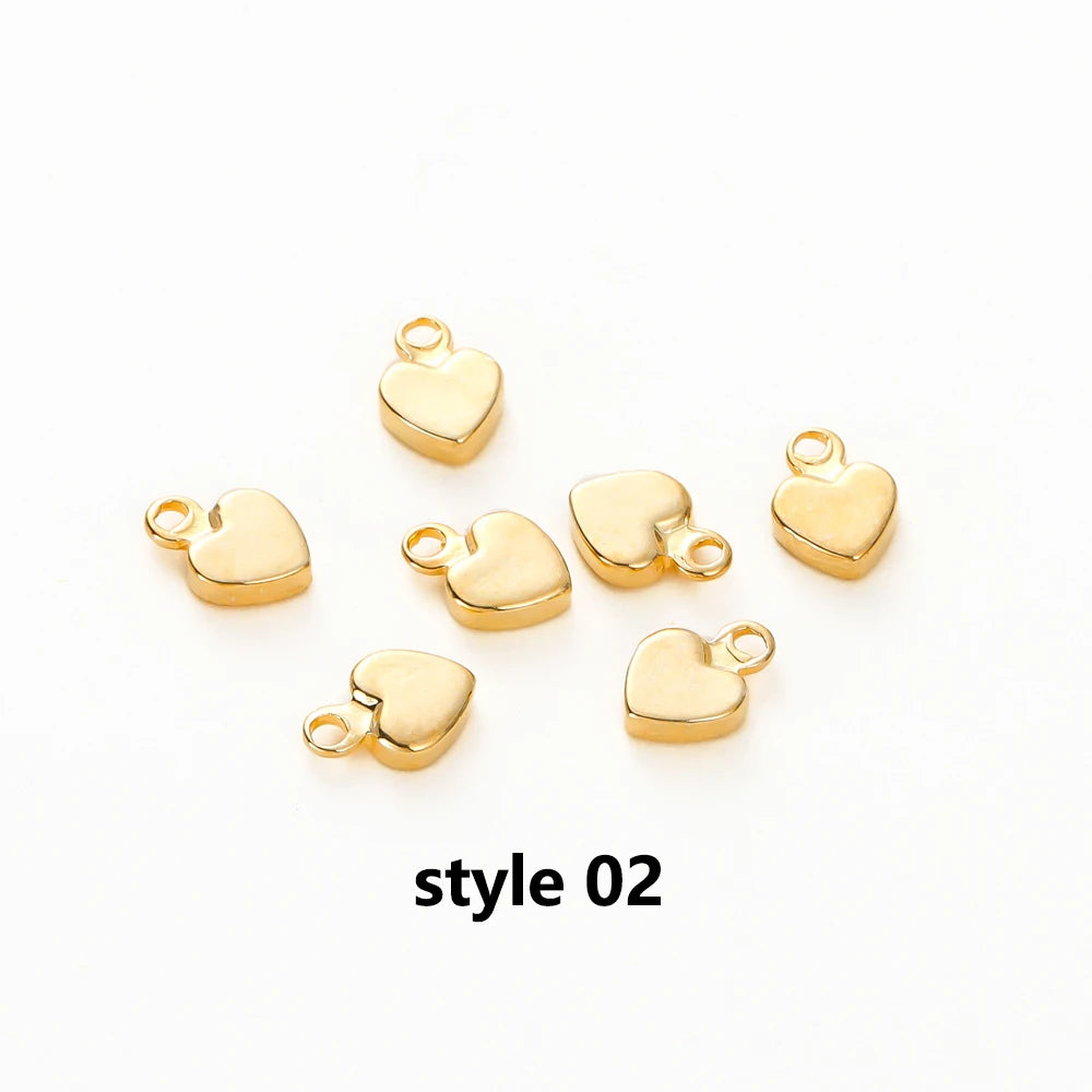 20Pcs 14K/18K Gold Plated Heart Shape Brass Pendants With Hole Extended Chain Charms For DIY Necklace Jewelry Making Accessories