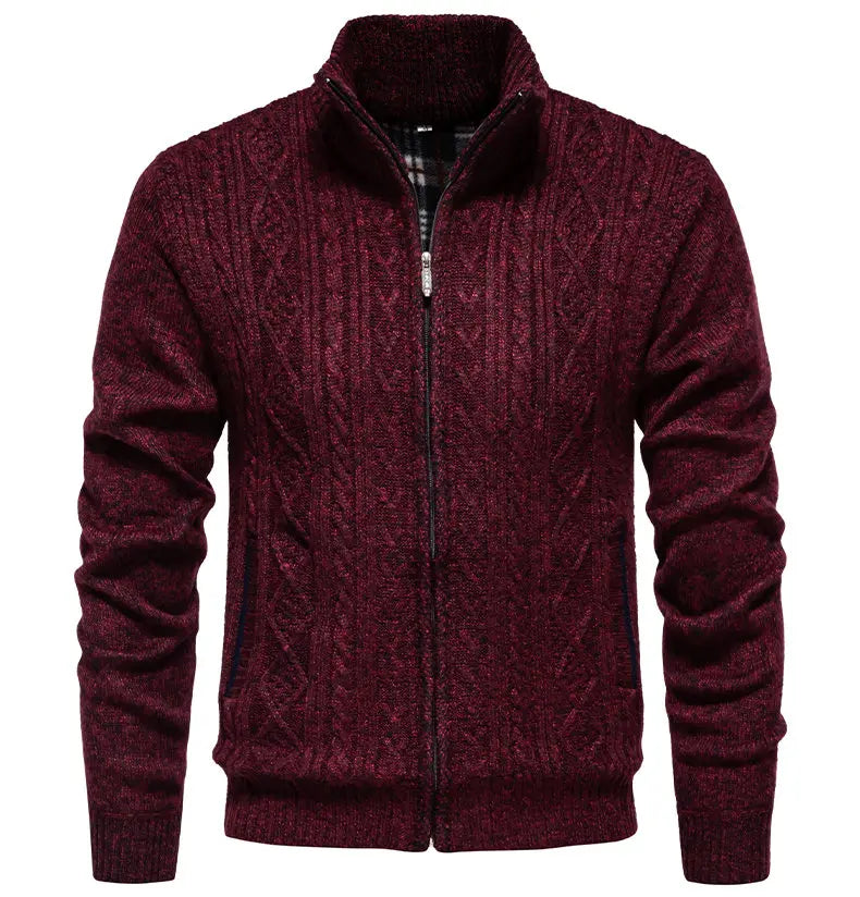 Men Cardigan Sweaters 2024 Autumn Winter New Warm Cashmere Wool Zipper Stand-up Collar Casual Knitwear SweaterCoat Mens Clothes