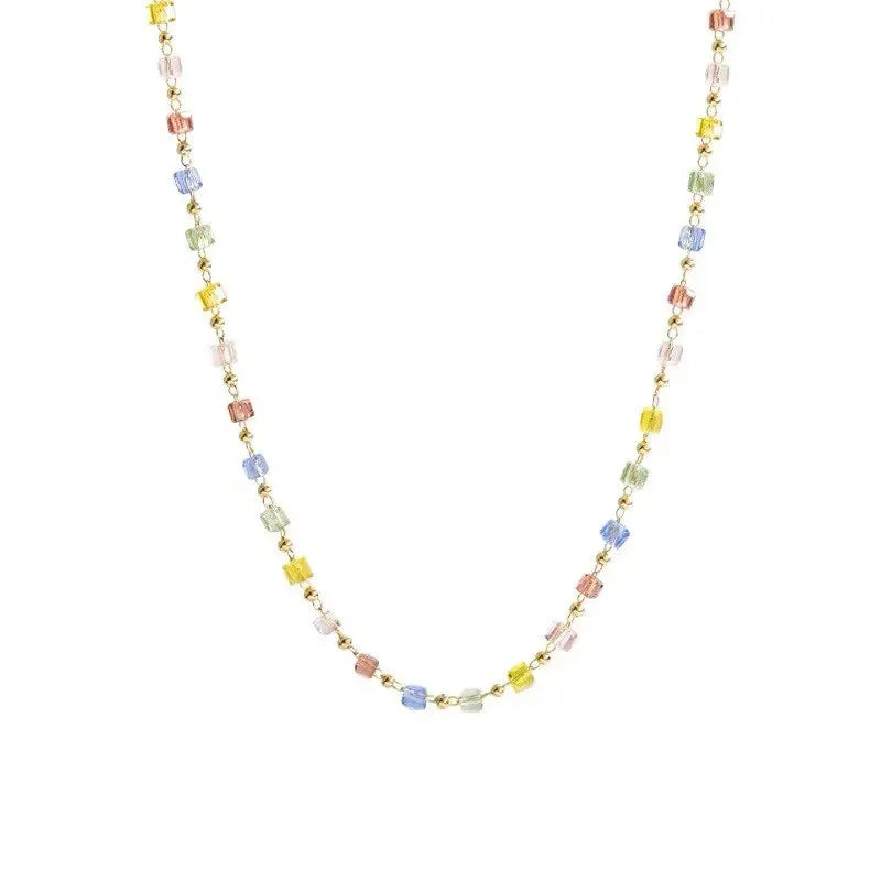 Trendy Cute Sweet Natural Stone Necklace for Women Girls Summer Simple Crystal Clavicle Chain Choker Necklace Jewelry Gift Party