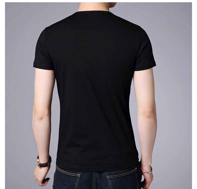 2025 New Summer Brand Tops Round Neck t Shirt For Men 95% Cotton 5% Spandex Plain Bulk Short Sleeve Casual Fashion Mens Clothes