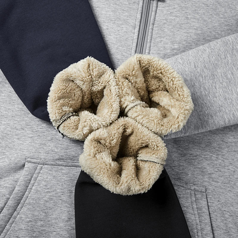 Big Size Mens Clothes Winter Thick Warm Hoodie Men Fleece Brushed Hooded Zip-up Sweatshirt 7XL 8XL Large Size Thermal Hoody Male