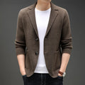 Top Grade New Autum Winter Brand Fashion Knit Blazer Mens Top Cardigan Slim Fit Sweater Casual Coats Jacket Mens Clothes 2025