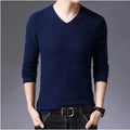 BROWON 2025 New Mens Clothes Spring Autumn Solid Color Casual V-Neck Sweaters Korean Fashion Slim Fit Long-Sleeved Sweater Men