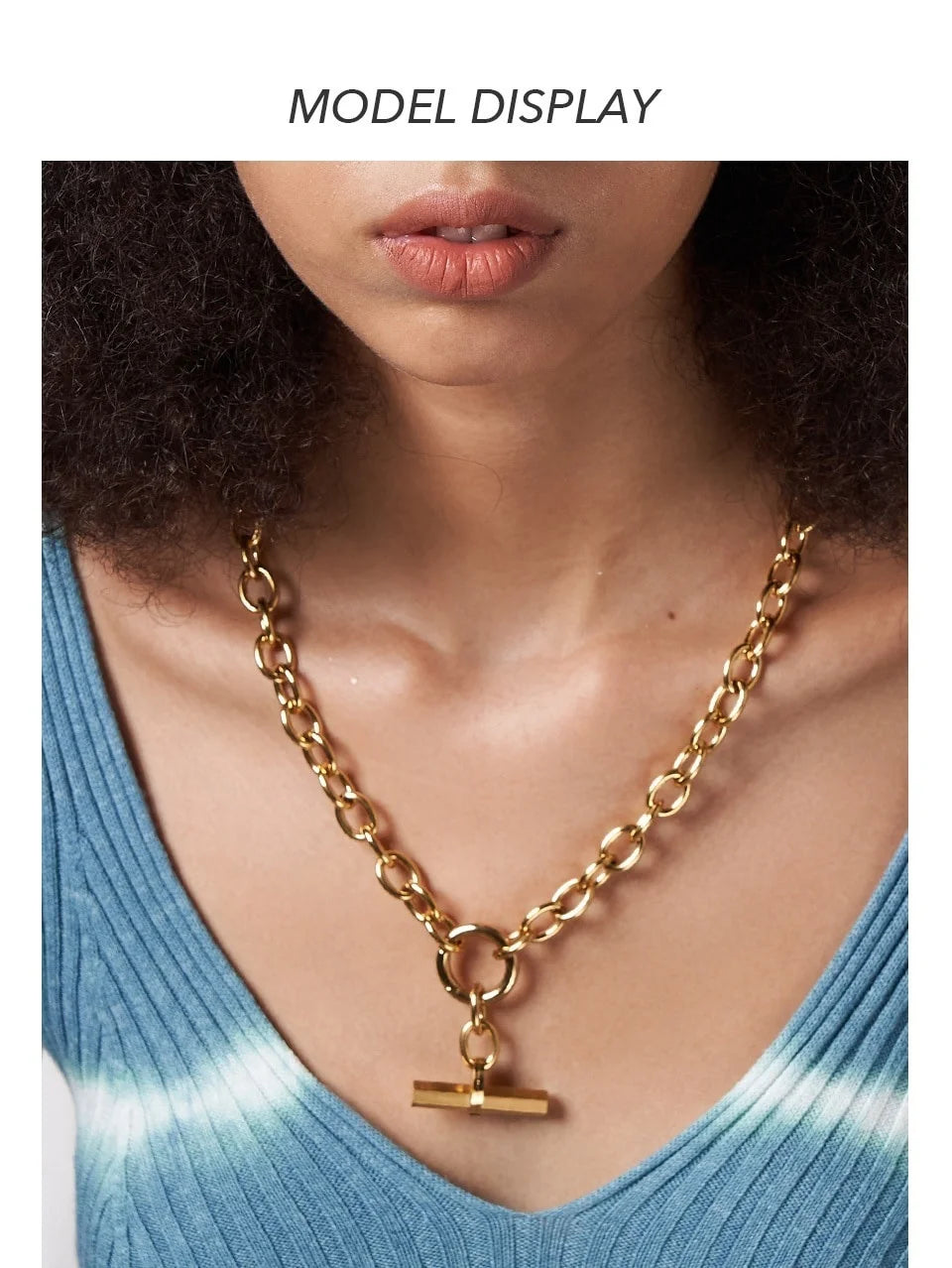ENFASHION Hanging Bar Pendant Necklace For Women Gold Color Necklaces Fashion Jewelry Stainless Steel Bijoux Femme Party P213232