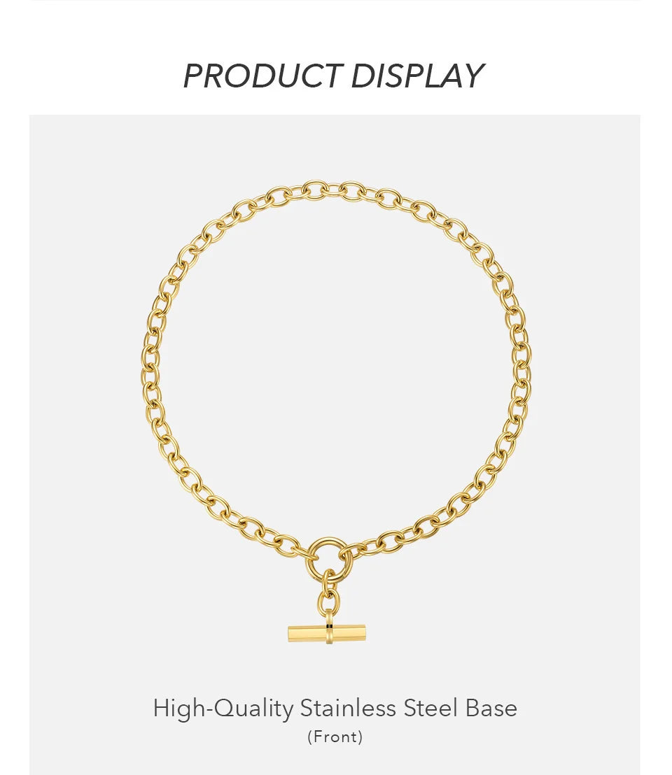 ENFASHION Hanging Bar Pendant Necklace For Women Gold Color Necklaces Fashion Jewelry Stainless Steel Bijoux Femme Party P213232