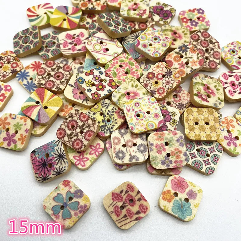 30pcs Cartoon Square Button DIY Handmade Scrapbook Wedding Decoration Sewing Accessories