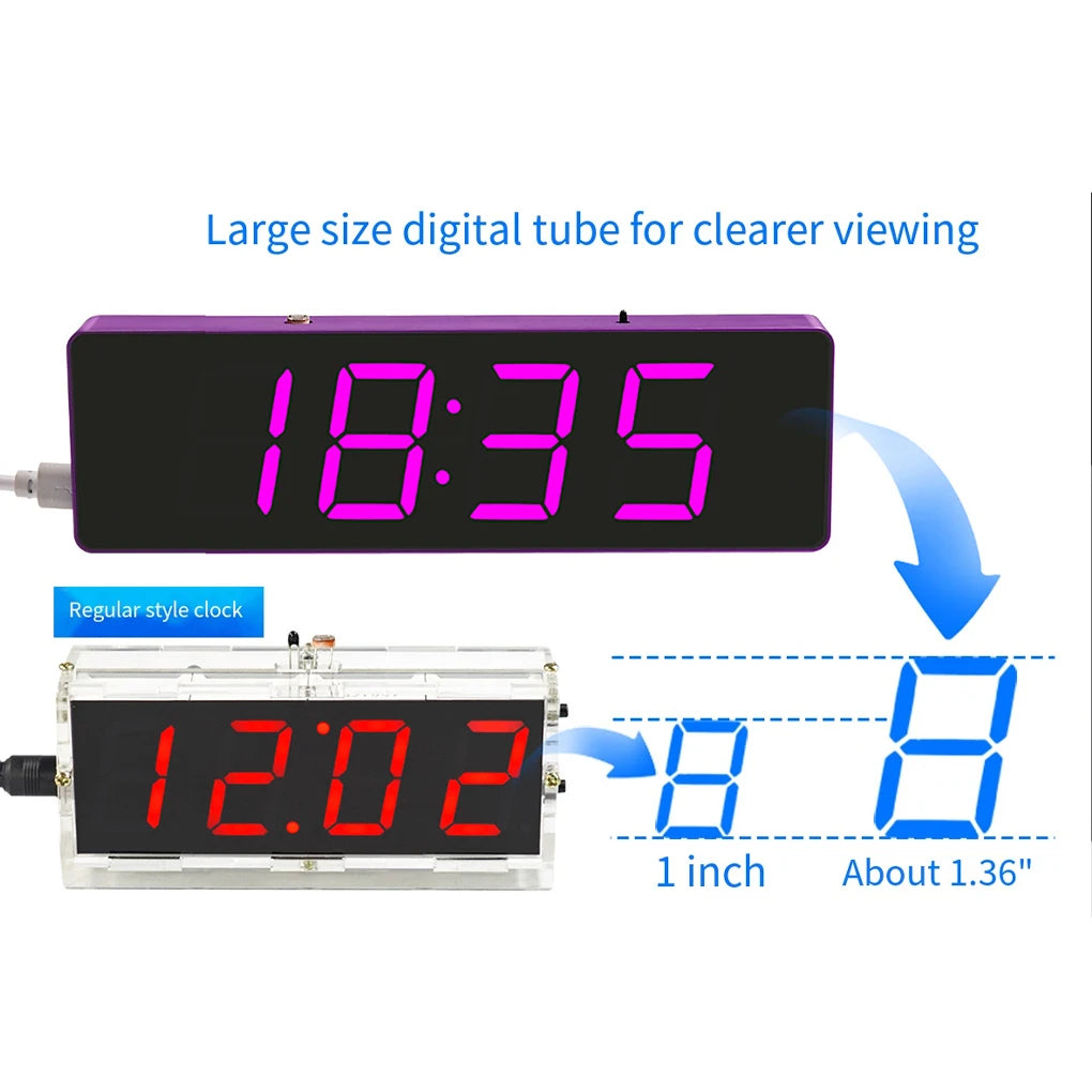 ESP8266 IoT Colorful WiFi Clock Kit Intelligent Electronic Clock DIY Welding Practice Parts Set Automatic Time Synchronization