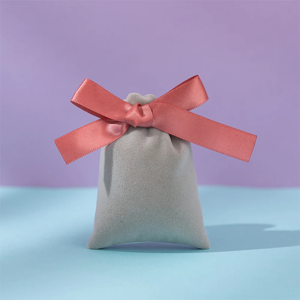 10Pcs Ribbon Velvet Gift Bag Wedding Favors Jewelry Pouches Earrings Ring Stud Nail Headset Phone Case Headset Pocket Organizer